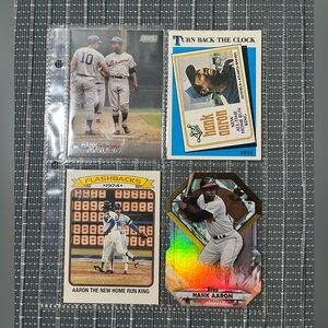 ⚾️ Hank Aaron Braves Major League Baseball Sports Trading Cards, Set of 4